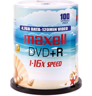 麦克赛尔DVD+R 16速 4.7G 国产  桶装100片 刻录盘  89元限时包邮